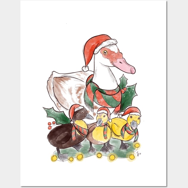 Christmas duck Wall Art by Jurassic Ink